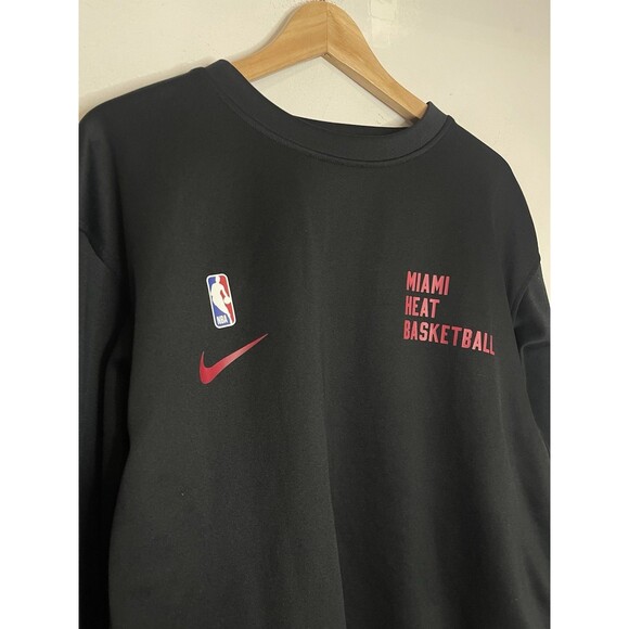 Nike Dri Fit Men's Large Black Sweatshirt Miami Heat Basketball Pullover - Picture 3 of 7